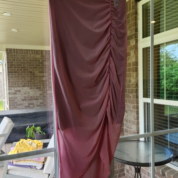 NWT Free People Lilac Wine Medium New Side Gather Layered Skirt Sheer - Picture 13 of 13